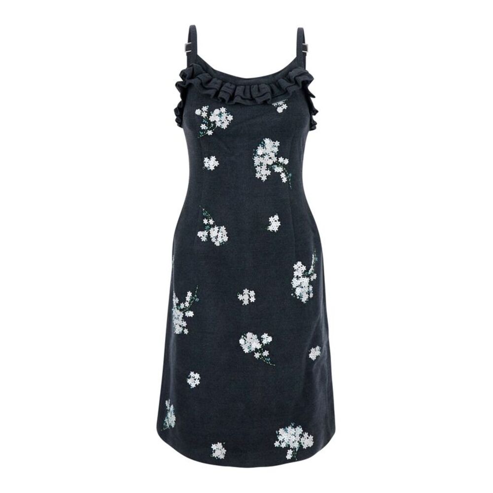 Shushu/Tong Women Lace Trim Cami Dress In Gray With Wool For Women